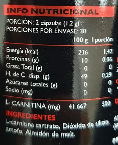 CARNITINA 500 60 CAPSULAS - MY NUTRITION