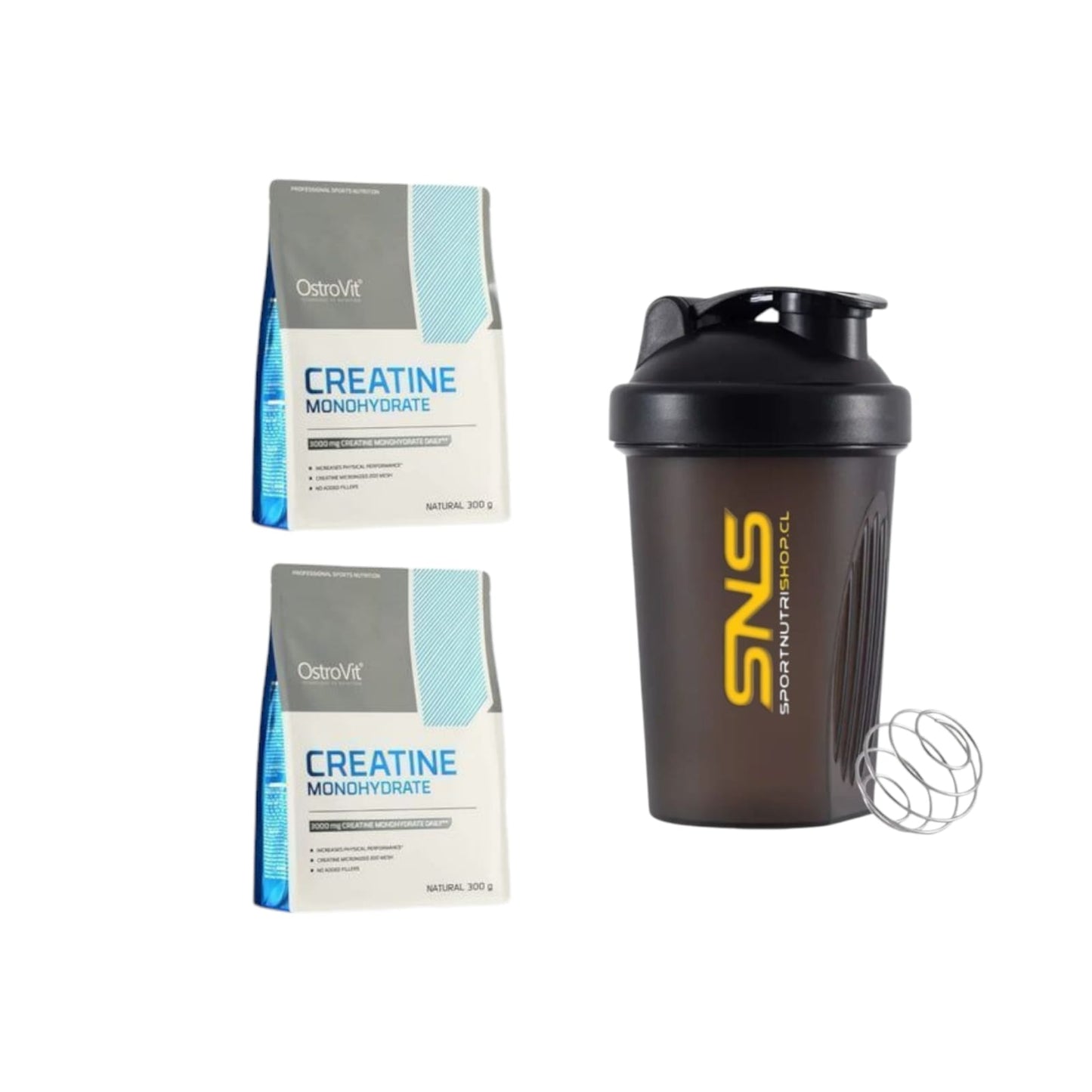 PACK 2 CREATINAS MONOHIDRATOS 300GR C/U + SHAKER - OSTROVIT