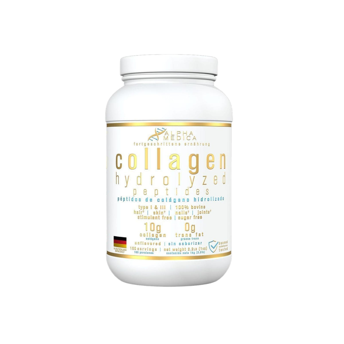 COLAGENO HIDROLIZADO PEPTIDOS 1KILO 100 SV - ALPHA MEDICA