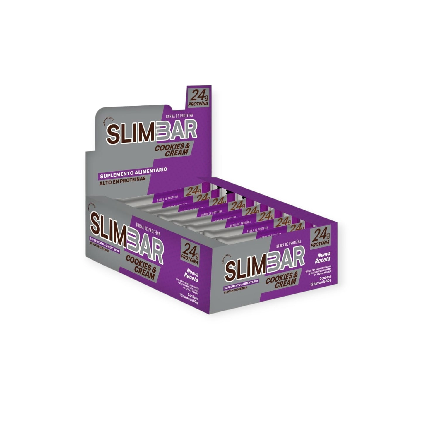 Box 12 barras de proteina SLIMBAR 60GR C/U