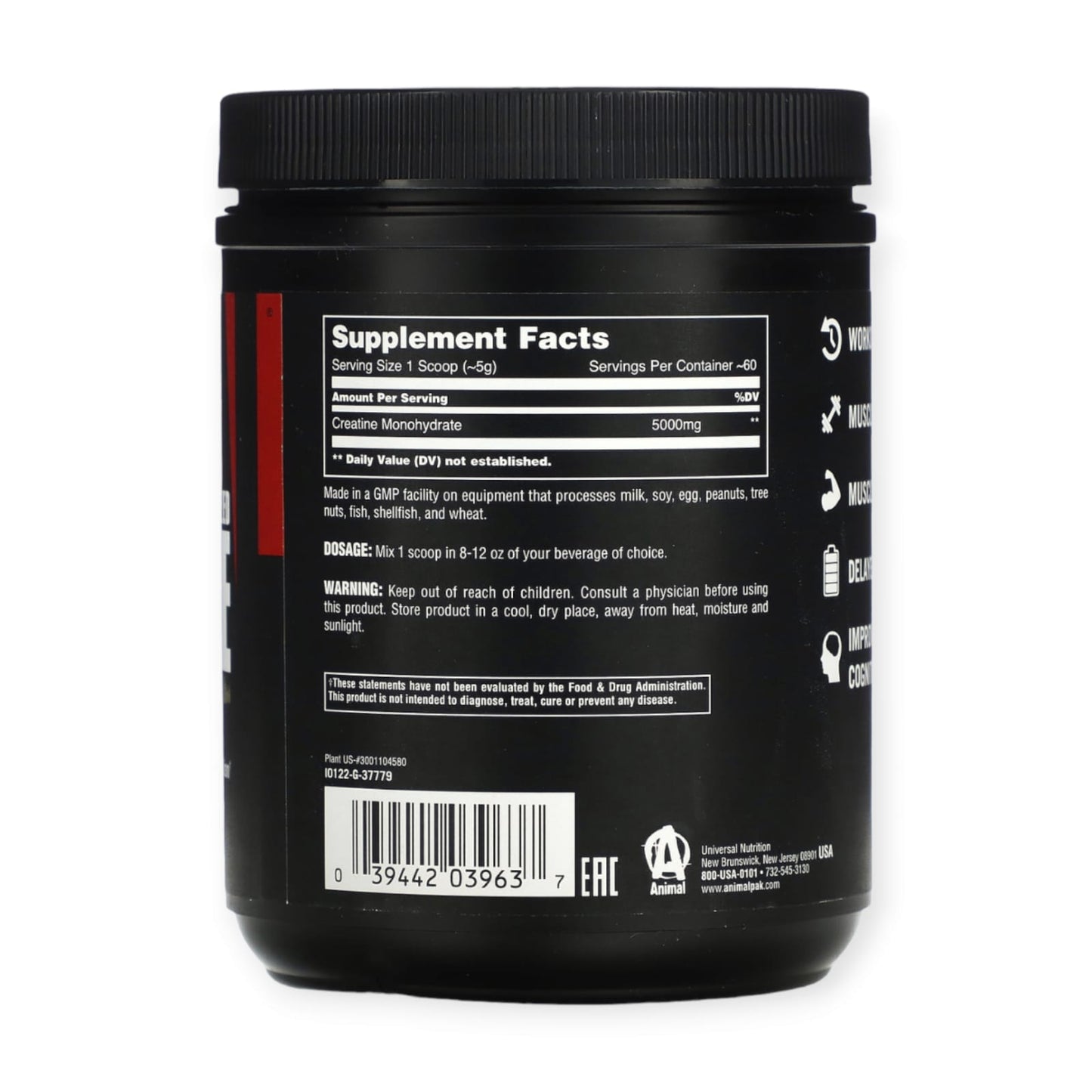 CREATINA MONOHIDRATO MICRONIZADA 300GR - ANIMAL