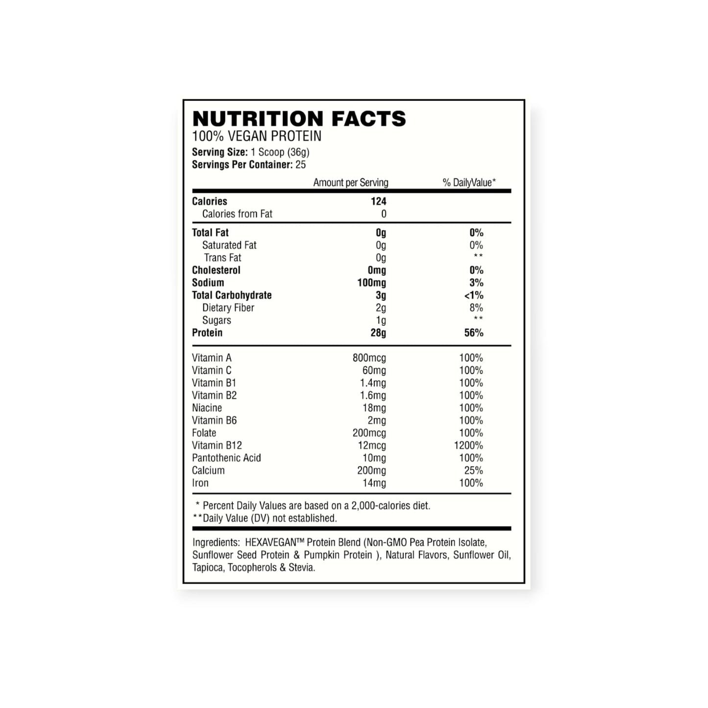 PROTEINA 100% VEGAN PROTEIN 25 SV 2LBS - HEXACORE