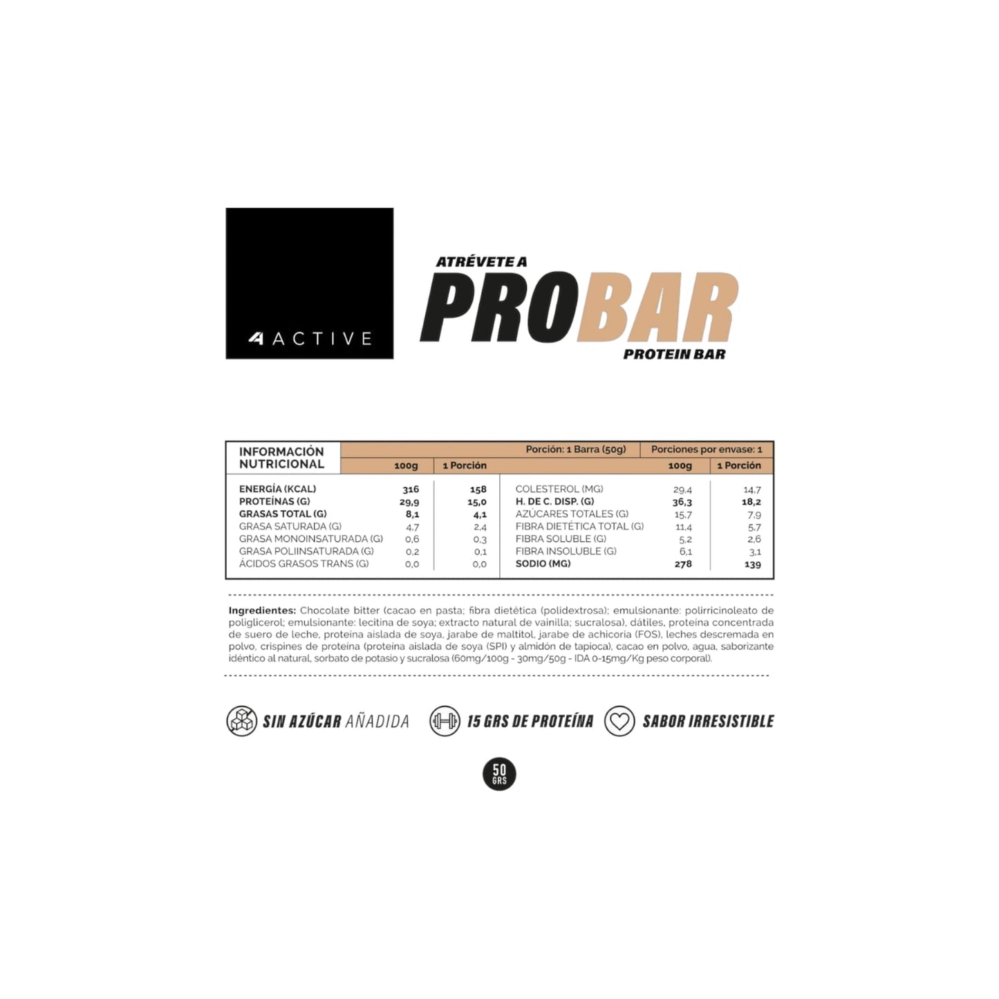 BOX 16 BARRAS PROBAR PROTEIN BAR - 4ACTIVE