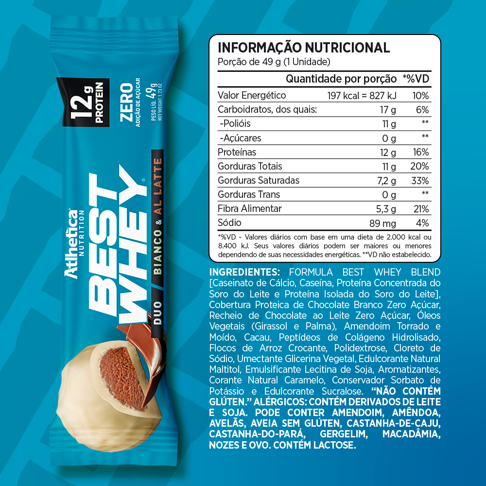 Box de 12 Barras Best Whey 12g Protein - Atlhetica