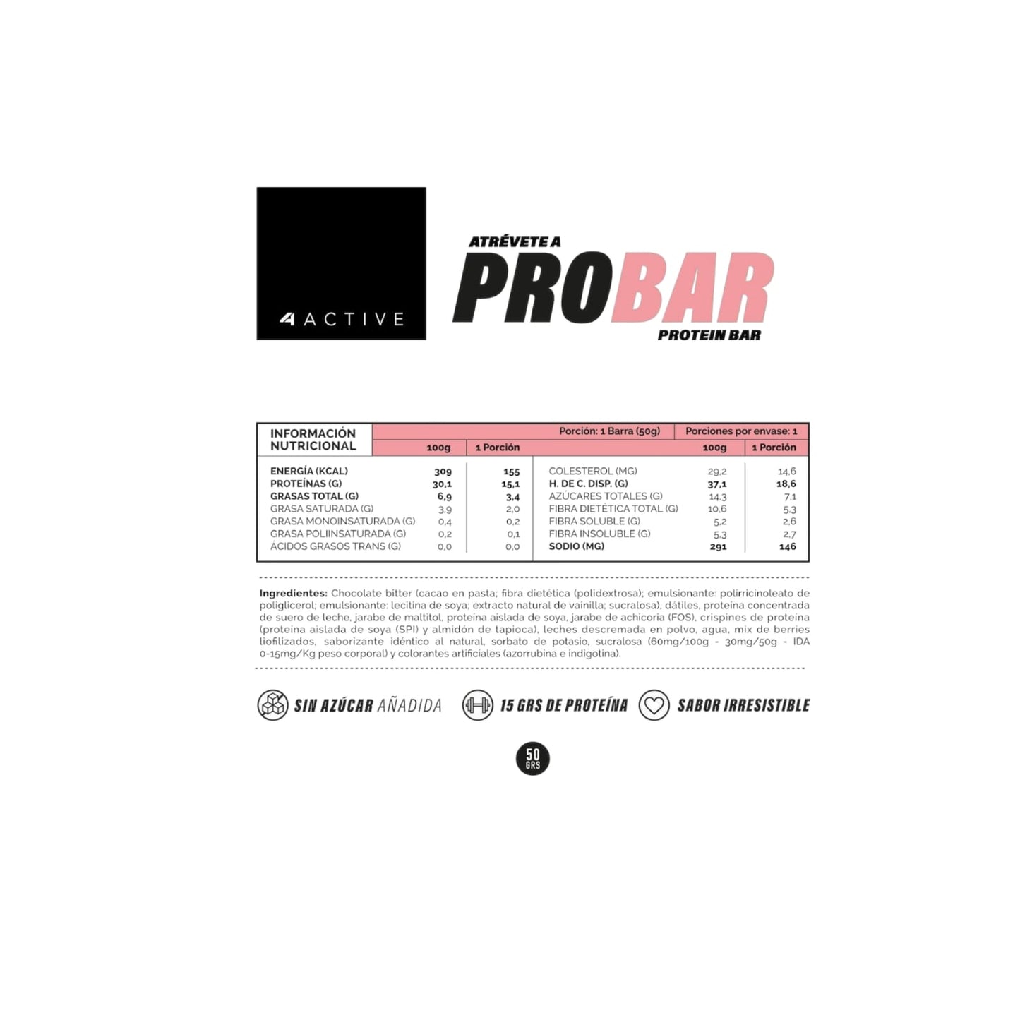 BOX 16 BARRAS PROBAR PROTEIN BAR - 4ACTIVE