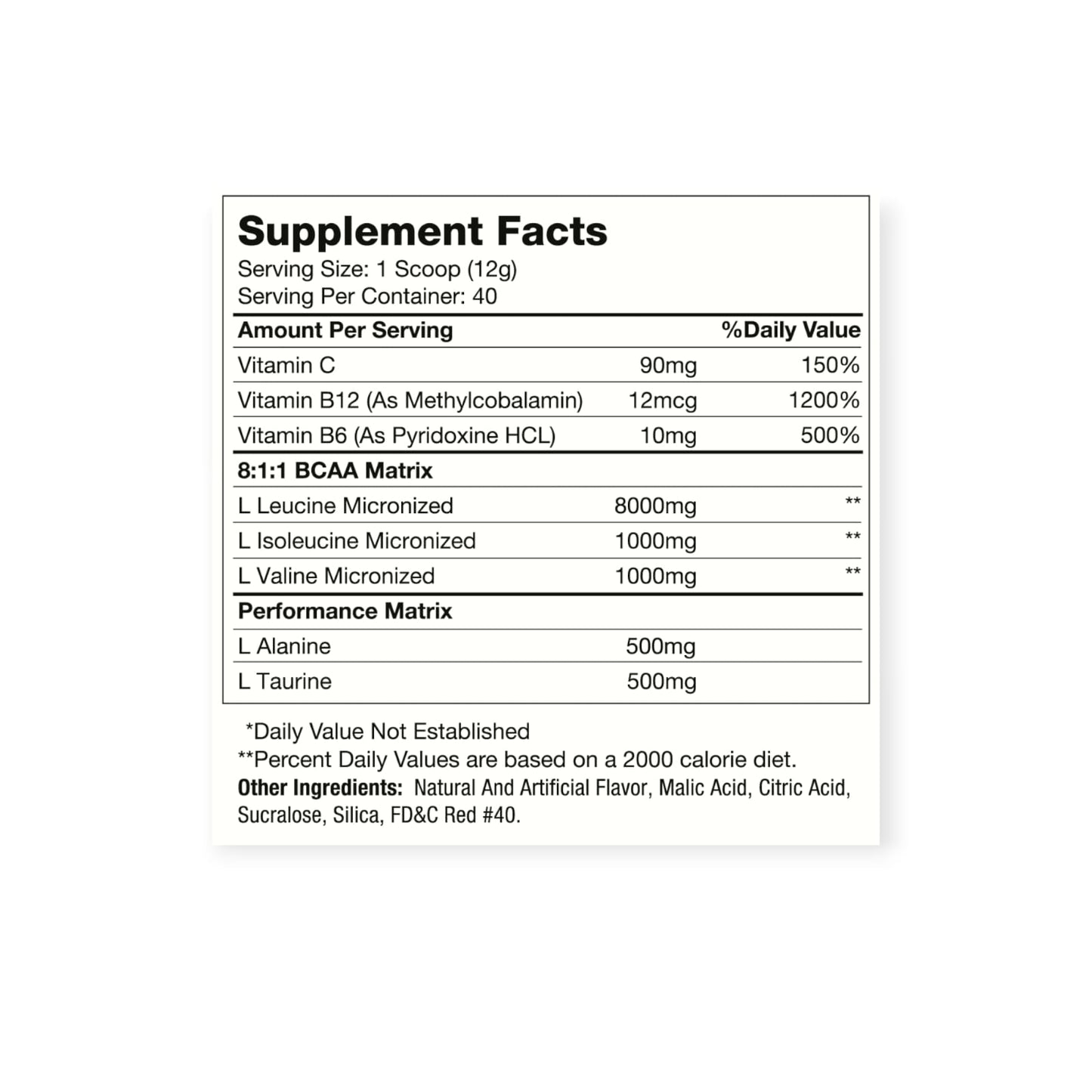 BCAA 8:1:1 OXY 8 40 SERVICIOS 480G - HEXACORE
