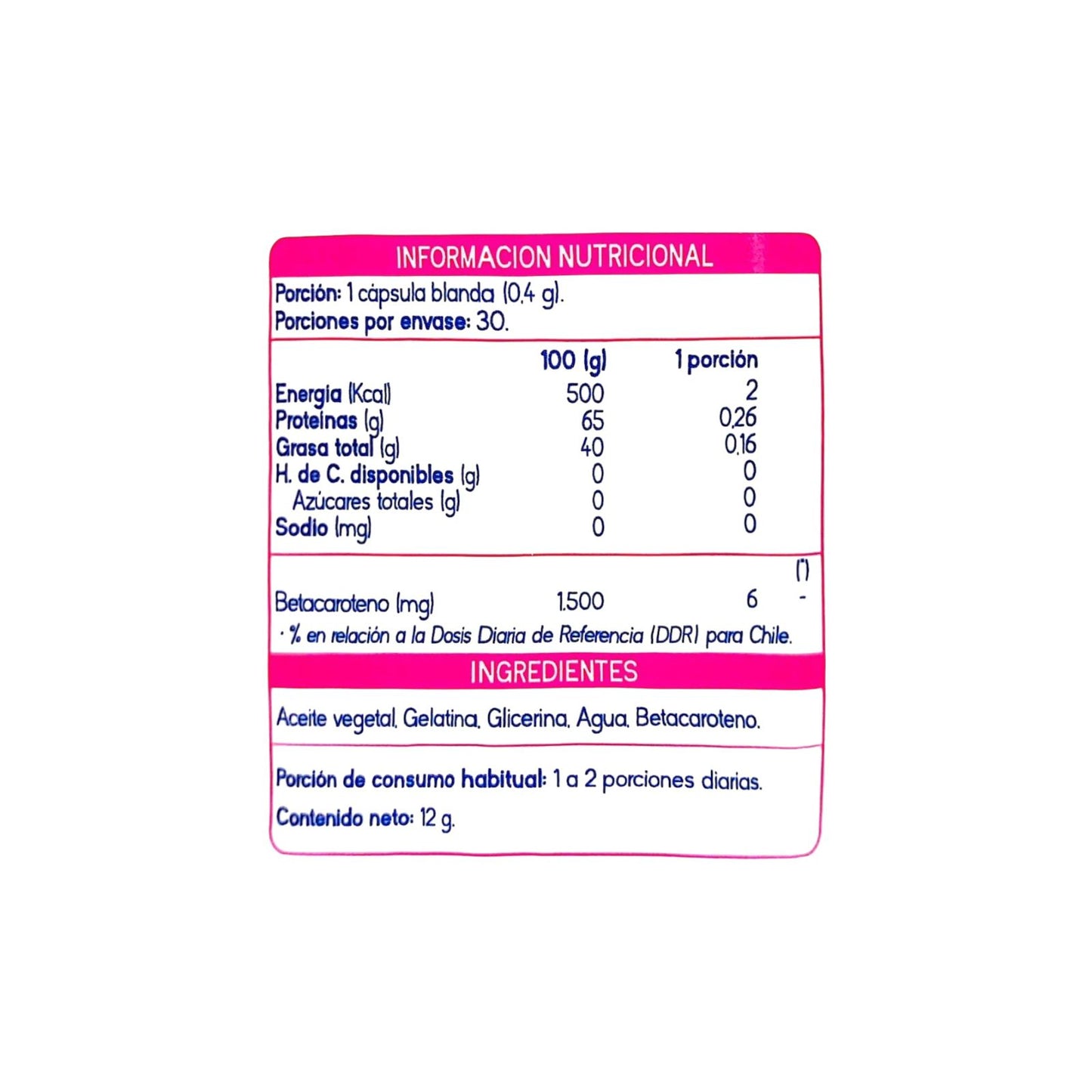 BETACAROTENO 30 CAPSULAS BLANDAS - SUPLALIM