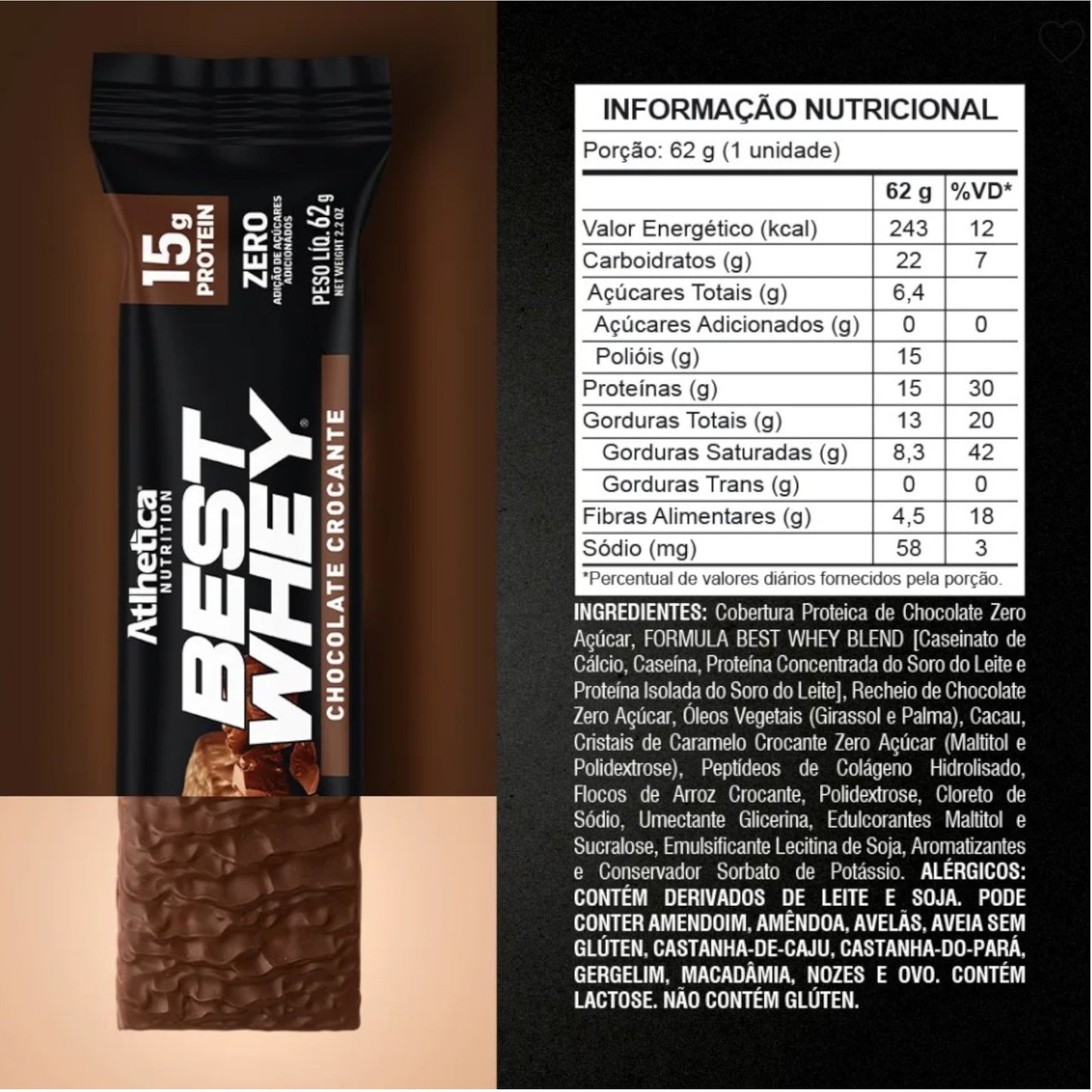 Box de 12 Barras Best Whey 12g Protein - Atlhetica