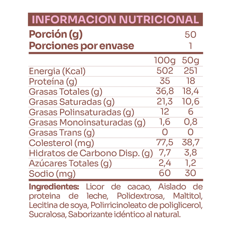 PROTEIN CHOCOLATE 50G - CHEF PROTEIN