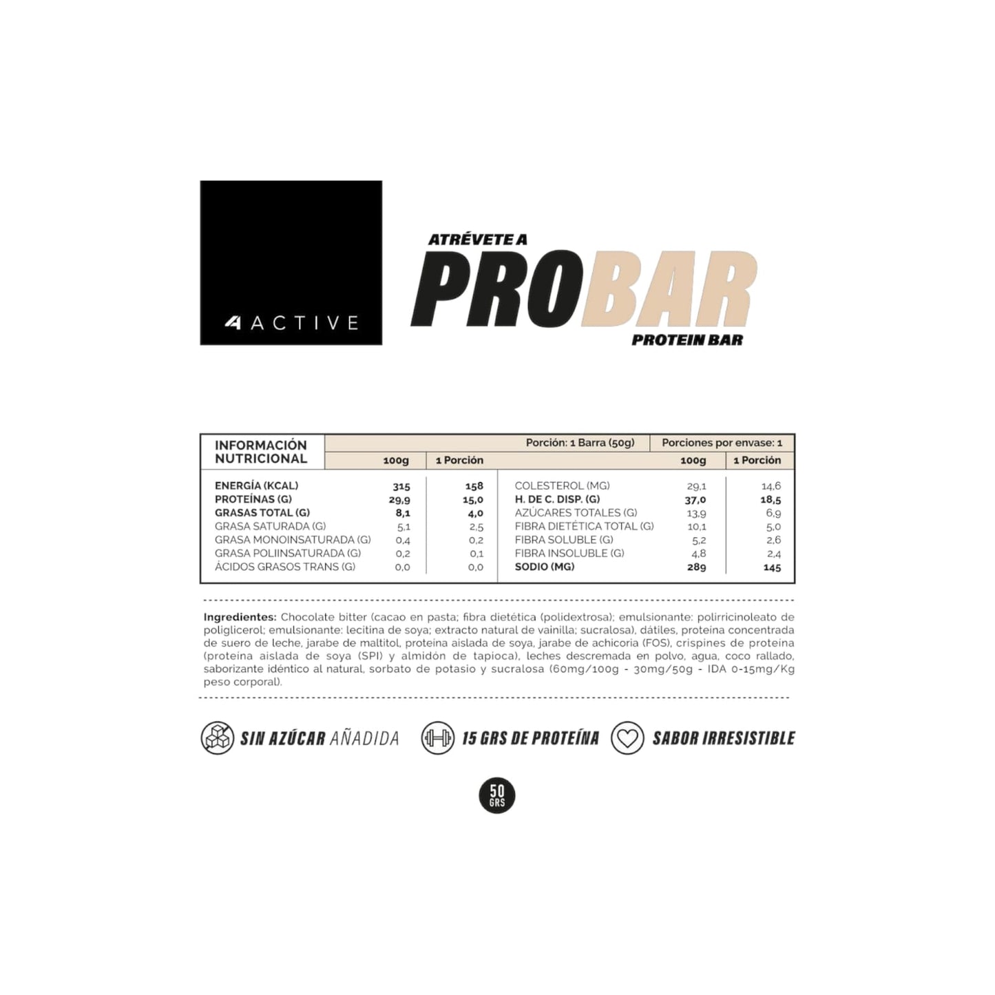 BOX 16 BARRAS PROBAR PROTEIN BAR - 4ACTIVE
