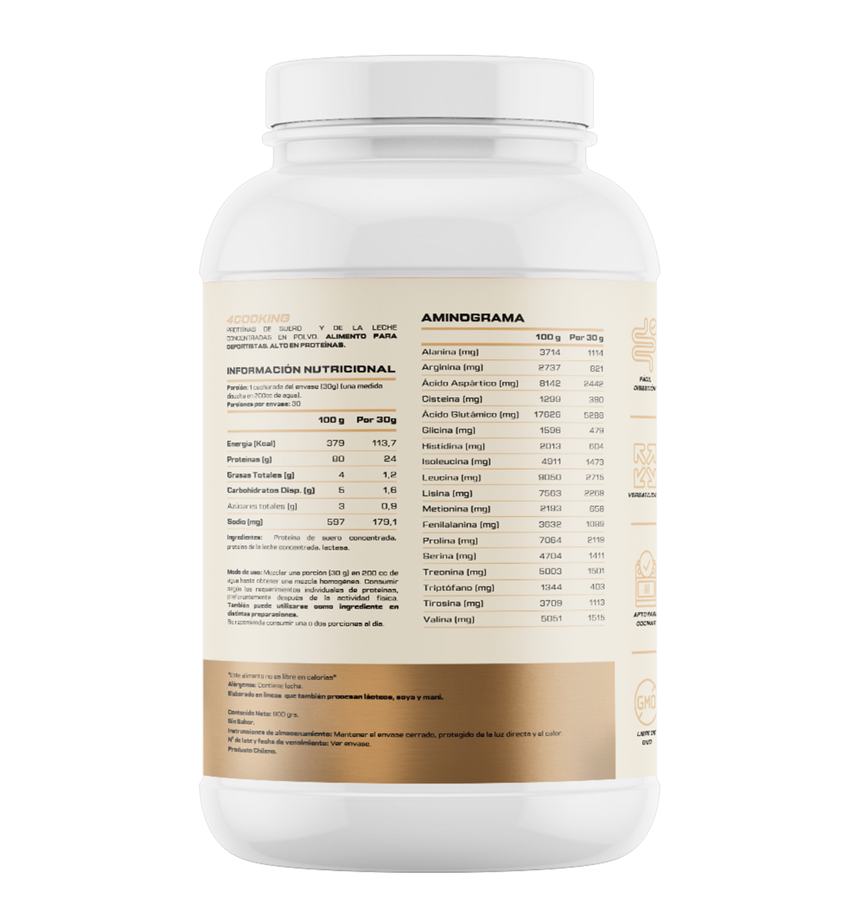 PROTEINA 4COOKING PROTEIN 30 SERVICIOS NATURAL 900GR - 4ACTIVE