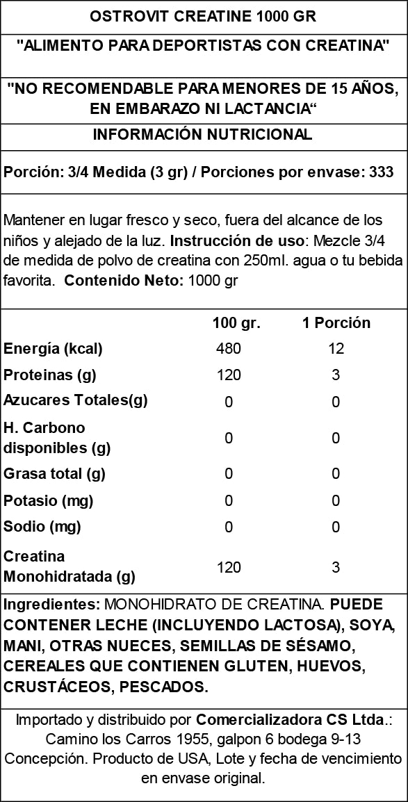 CREATINA MONOHIDRATADA 1KG - OSTROVIT