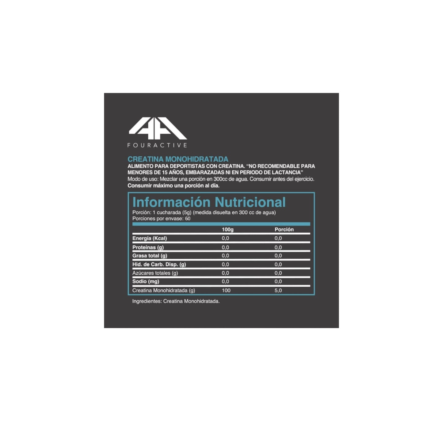 CREATINA EPIC MONOHIDRATADA 300GR 60 SV - 4ACTIVE