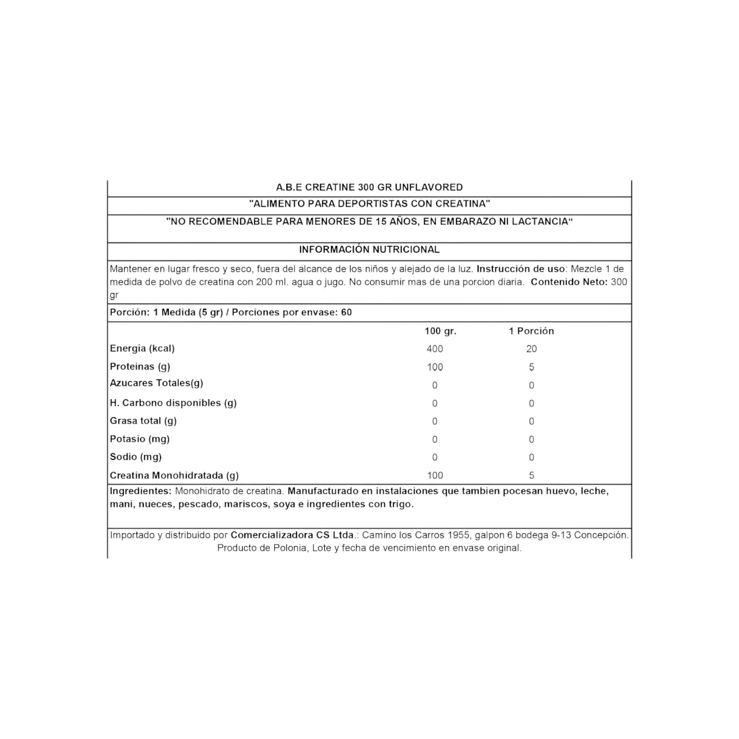 CREATINA MONOHIDRATADA ABE 300 GR - APPLIED NUTRITION
