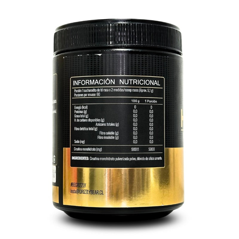 CREATINA MONOHIDRATADA HQ 300GR 60 SV - GRIZZLY BEAR