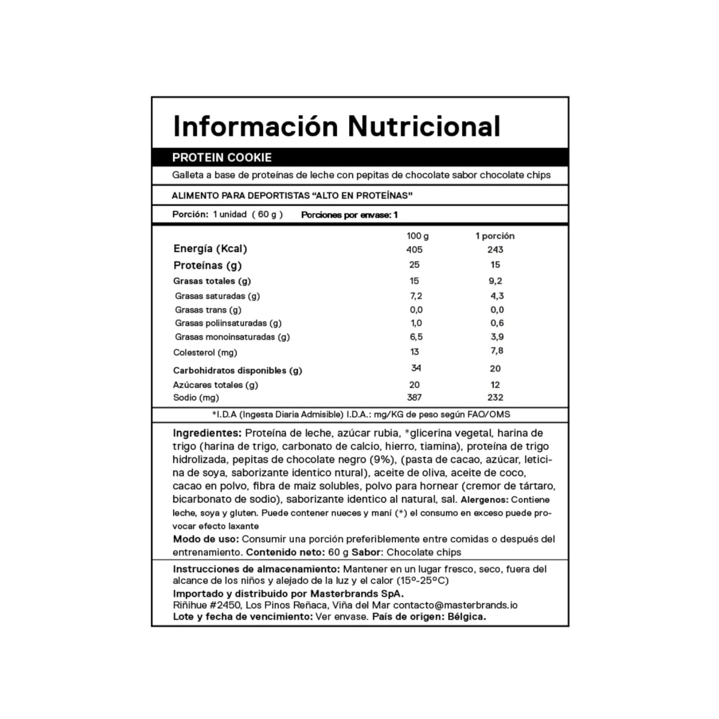 GALLETA DE PROTEINA CHOCOLATE CHIPS 60 GR - QNT