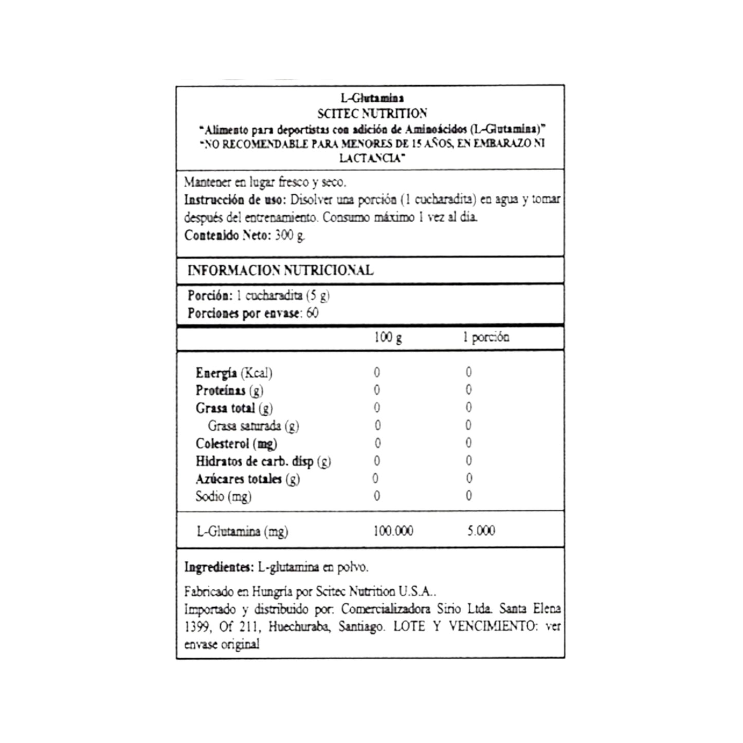 L- GLUTAMINA 300 GRS - SCITEC NUTRITION