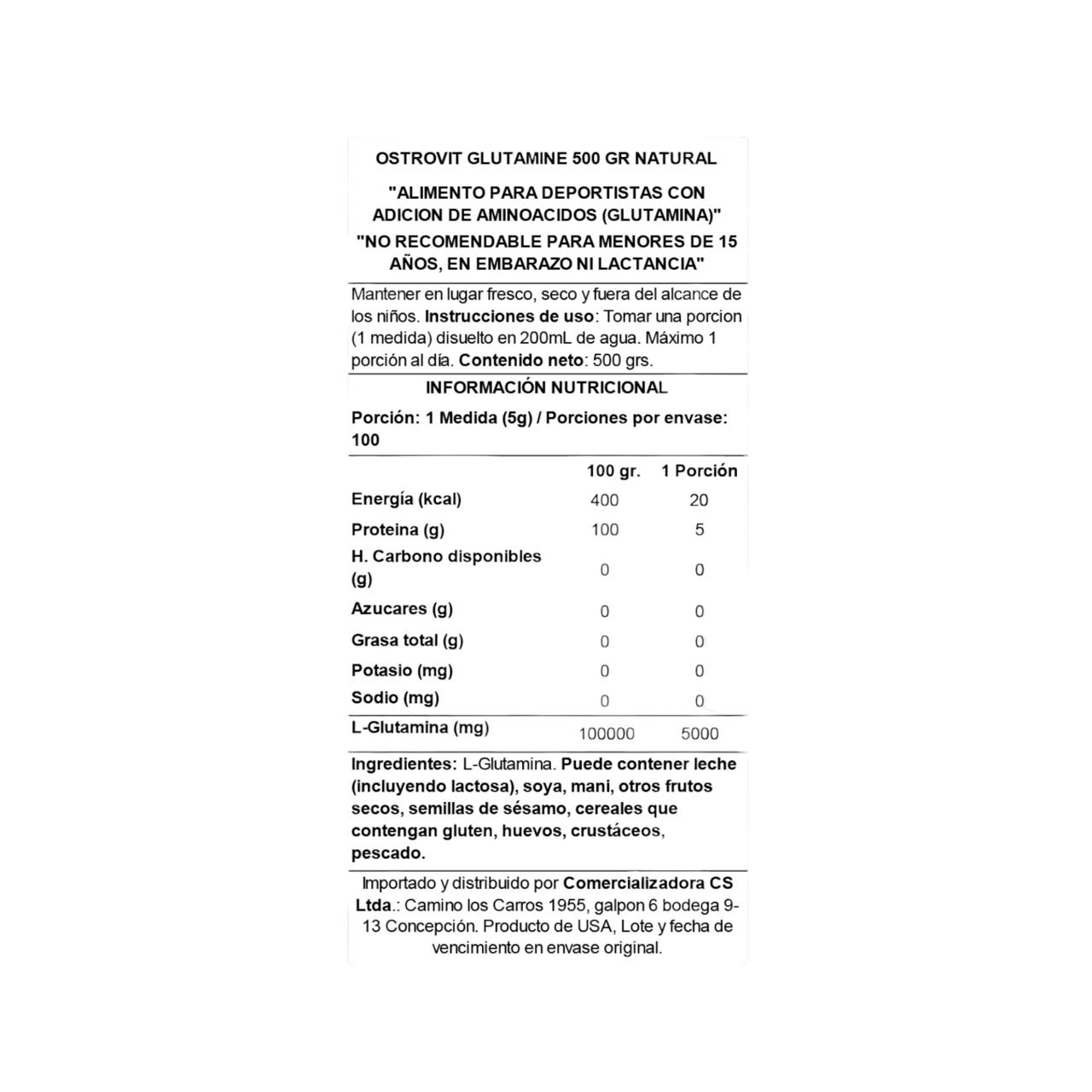 GLUTAMINA MICRONIZADA 500GR - OSTROVIT