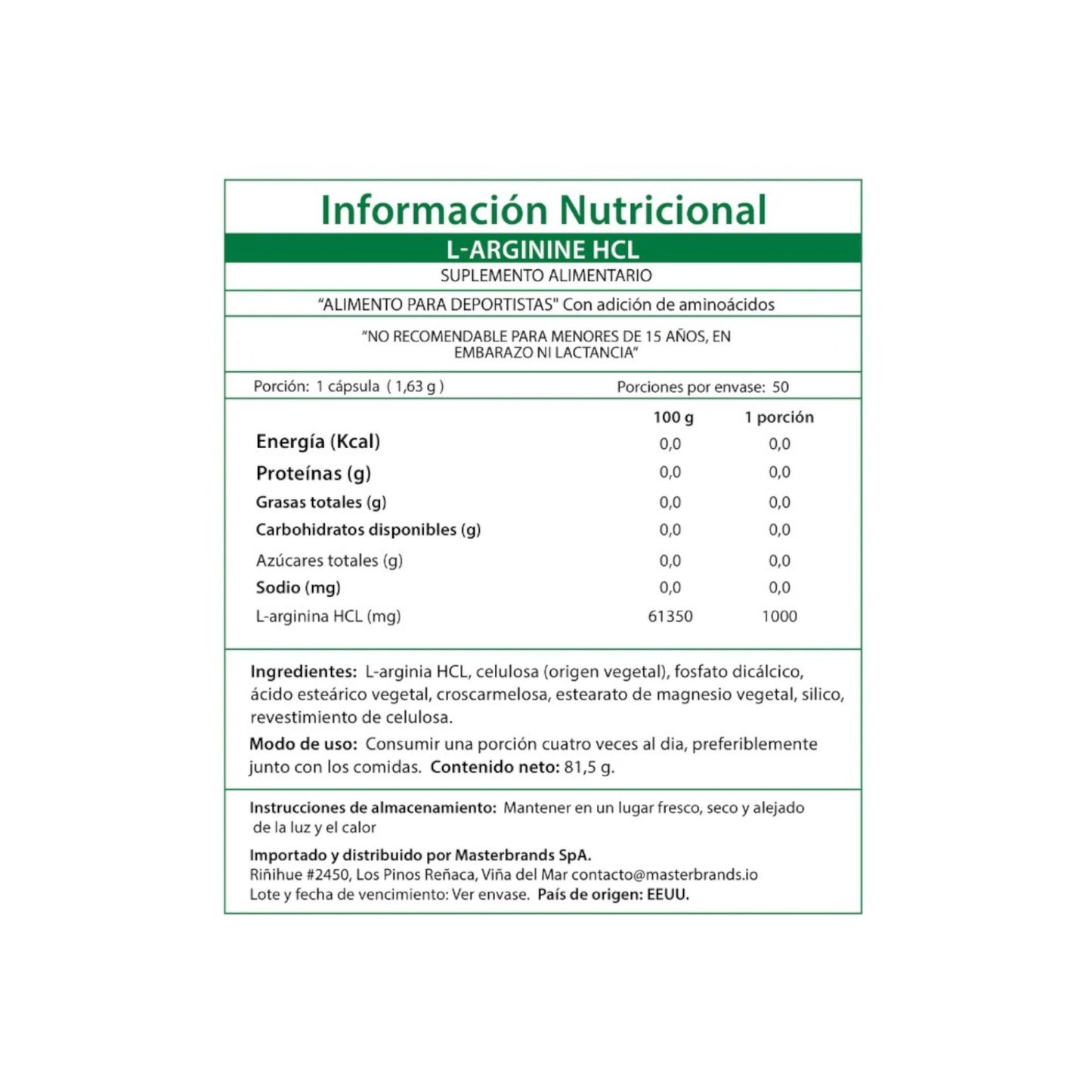 L-ARGININA HCL 50 COMPRIMIDOS 1000MG - NATURE'S TRUTH