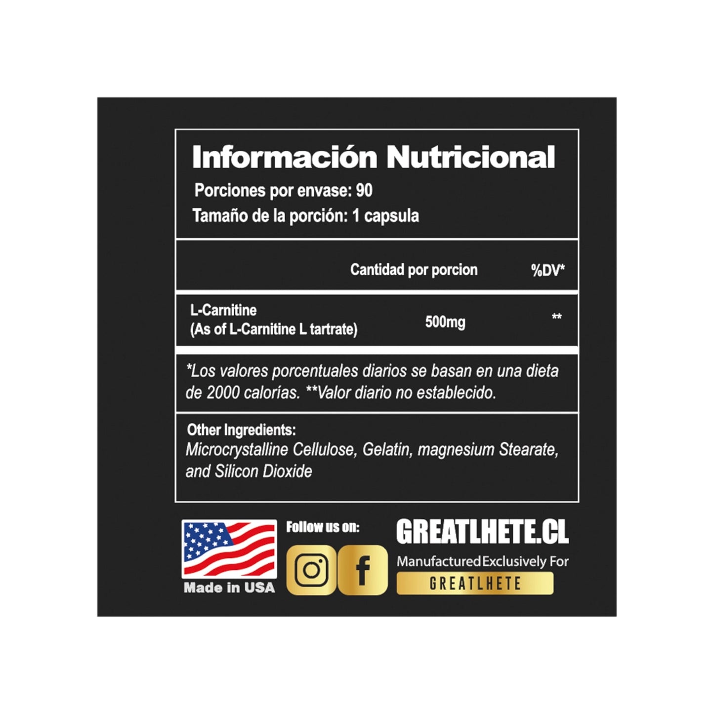 L-carnitina Pro 90 Capsulas - Greatlhete