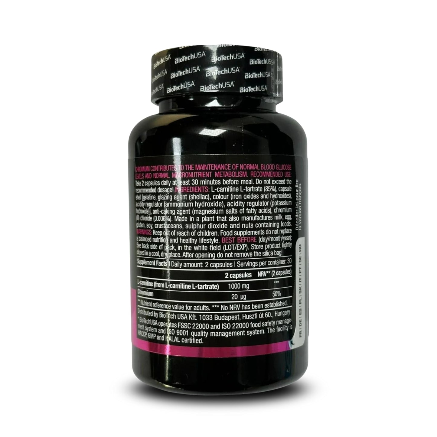 L- CARNITINE + CHROME 60 CAPSULAS - BIOTECHUSA