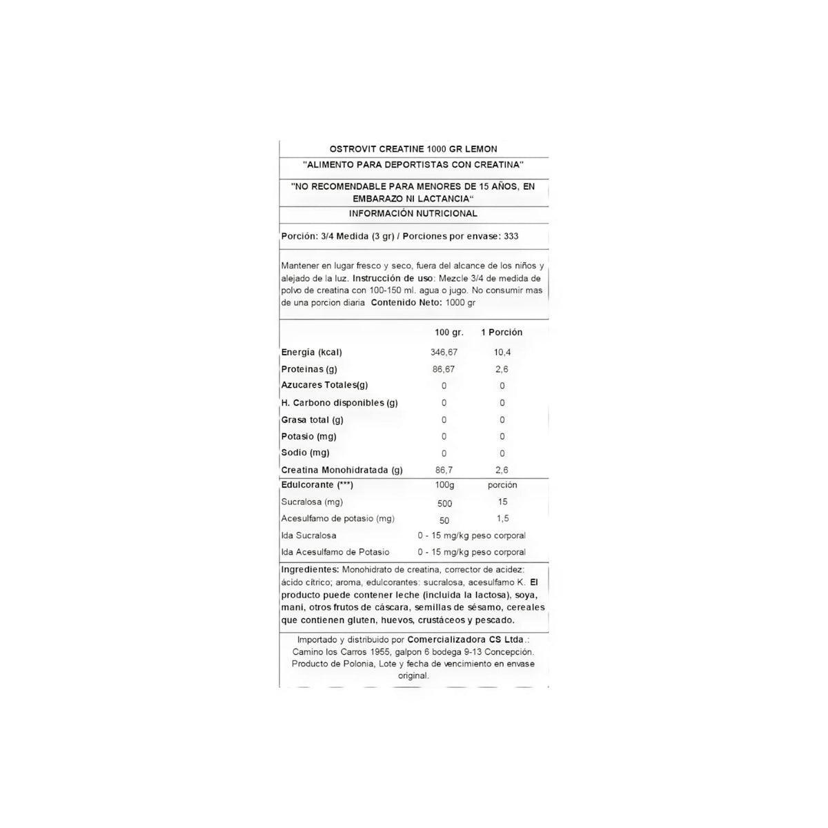 CREATINA MONOHIDRATADA 1KG - OSTROVIT
