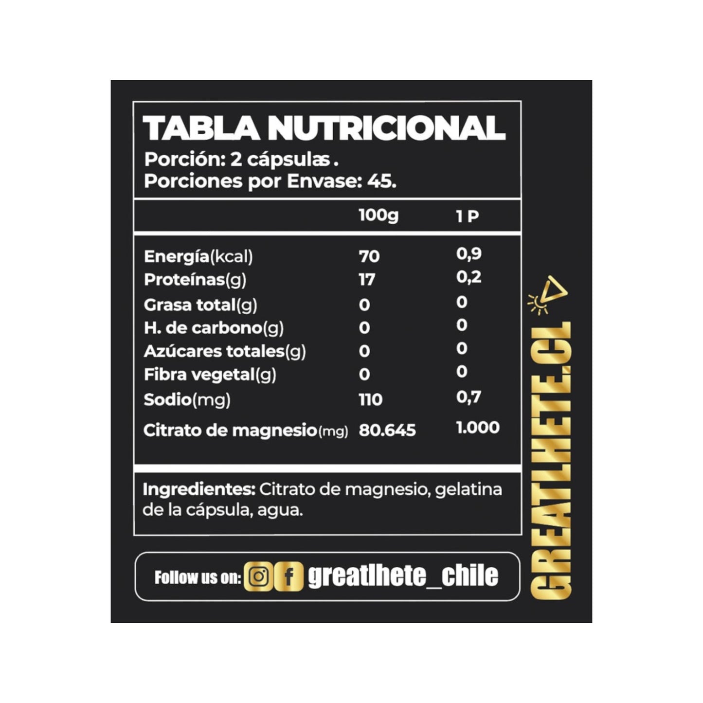 MAGNESIO CITRATO PRO 90 CAPSULAS - GREATLHETE