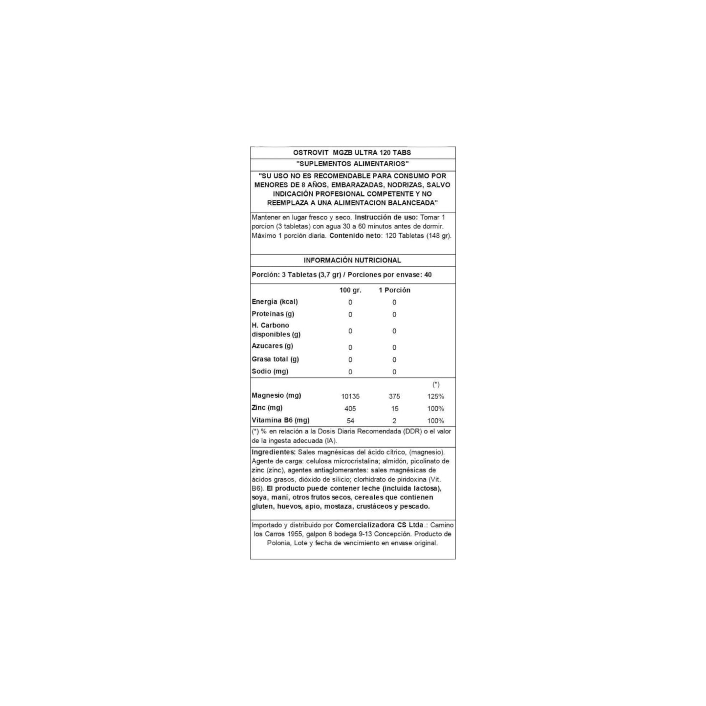 ZMA ULTRA 120 CAPSULAS MGZB - OSTROVIT
