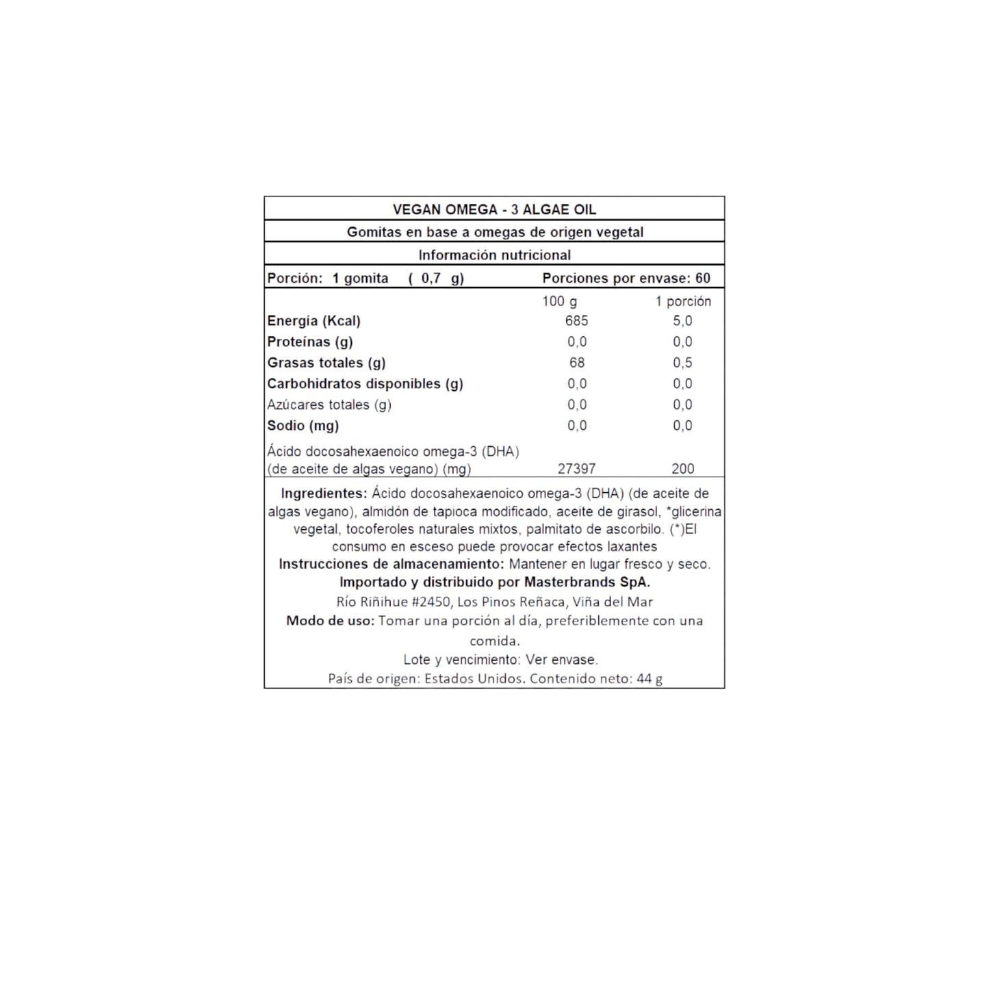 OMEGA 3 VEGANO CON DHA 60 SOFTGELS - NATURE'S TRUTH