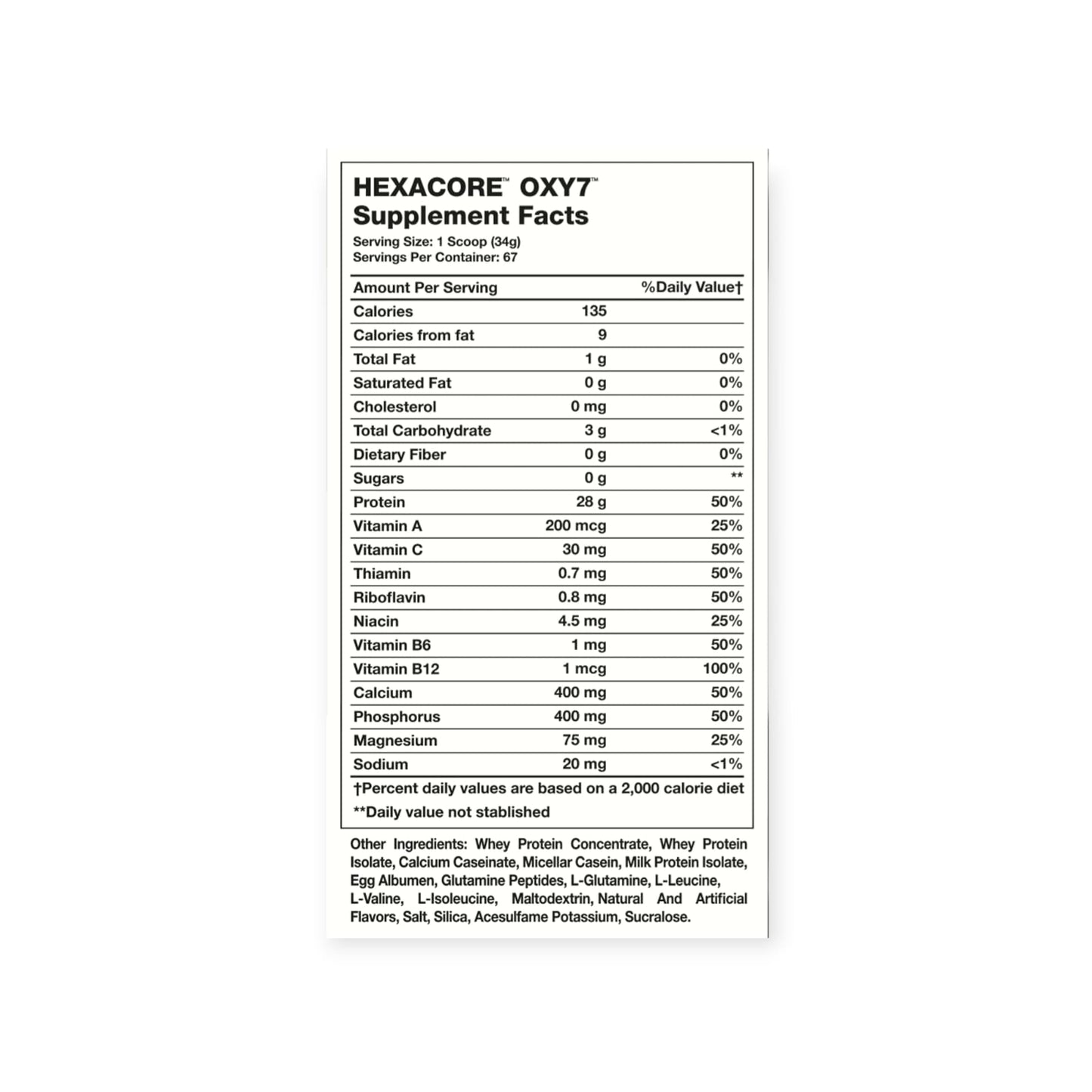 PROTEINA OXY 7 WHEY PROTEIN 5LBS 67 SV - HEXACORE