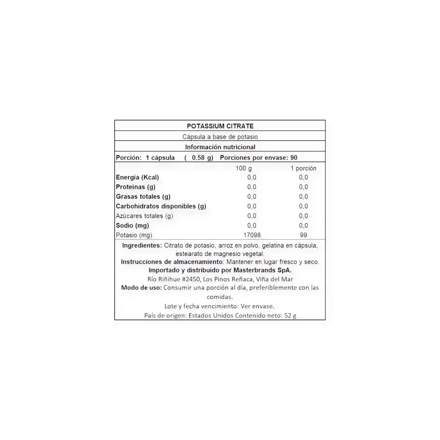 POTASIO CITRATO 275 MG 90 CAPSULAS - NATURE'S TRUTH