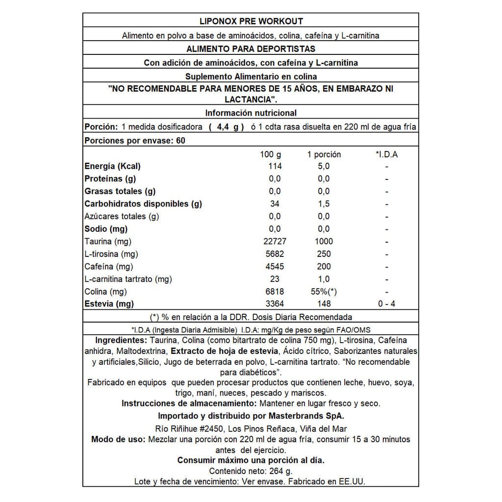 PACK 2 PRE ENTRENO ENERGIZANTE 60 SERVICIOS C/U - LIPONOX