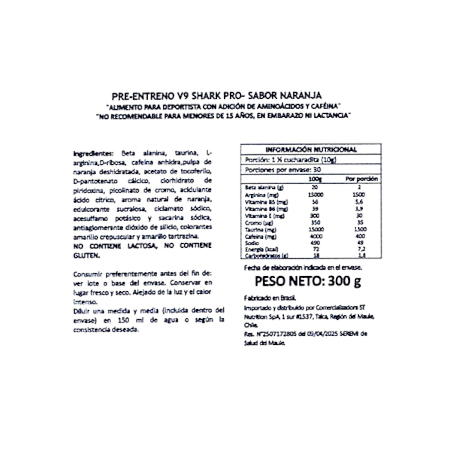 PRE ENTRENO V9 PUMP 300GR - SHARK PRO