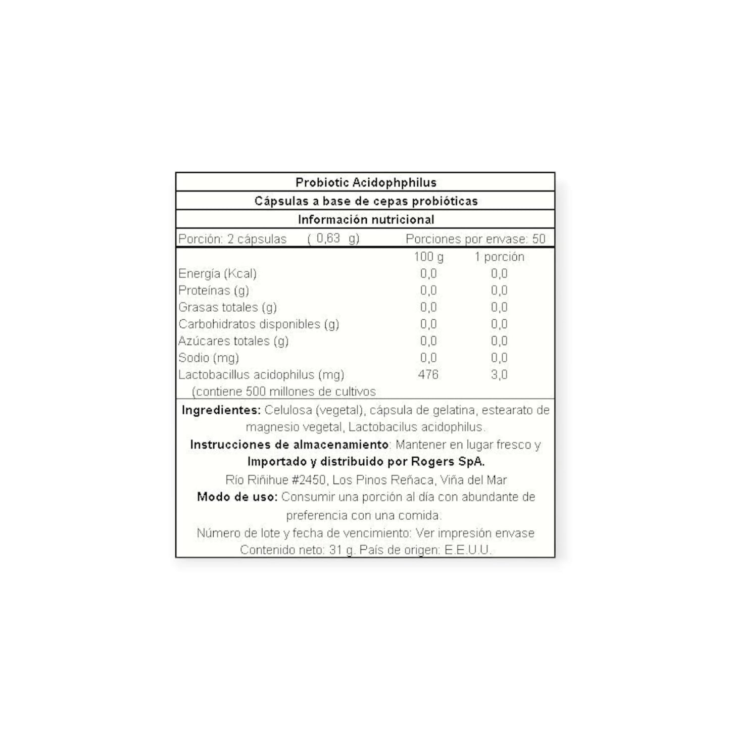 PROBIOTICO ACIDOPHILUS 100 CAPSULAS - NATURE'S TRUTH