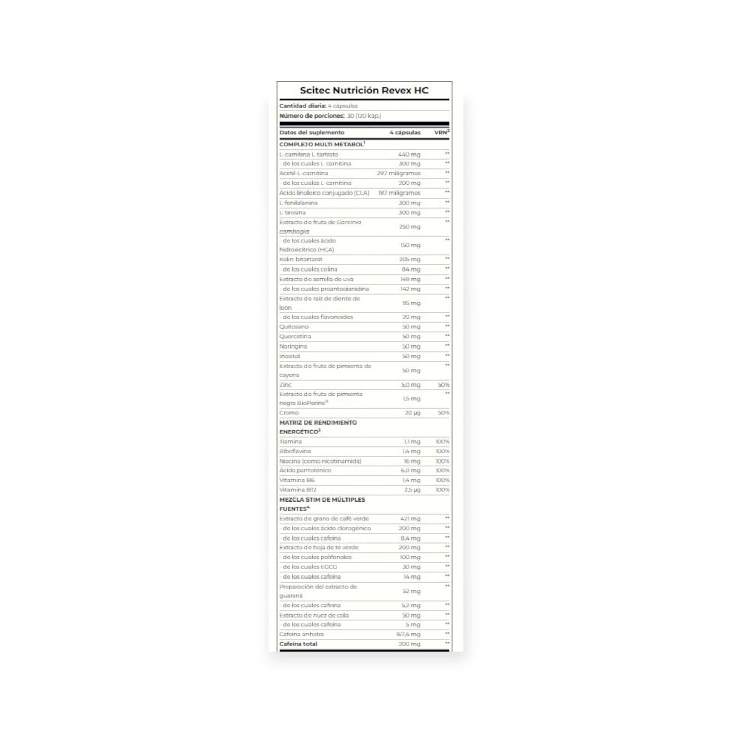 REVEX HC 120 CAPSULAS - SCITEC NUTRITION