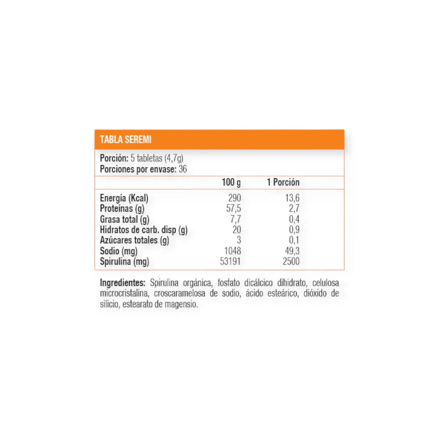 SPIRULINA 500MG 180 TABLETAS - SUNVIT