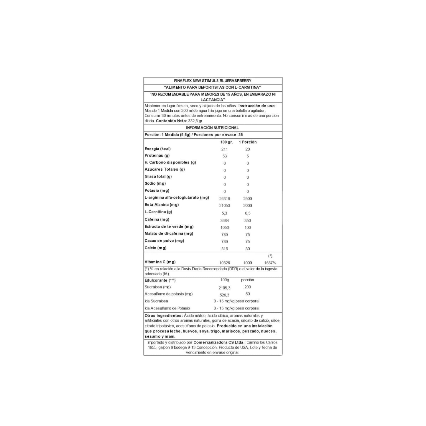 PRE-ENTRENO STIMUL8 35SV NUEVA FORMULA - FINAFLEX