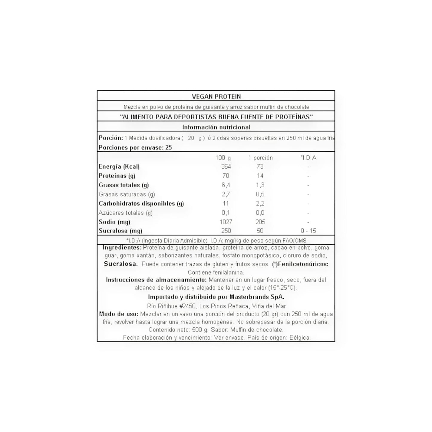 PROTEINA VEGANA SIN AZUCAR 500G 25 SV - QNT