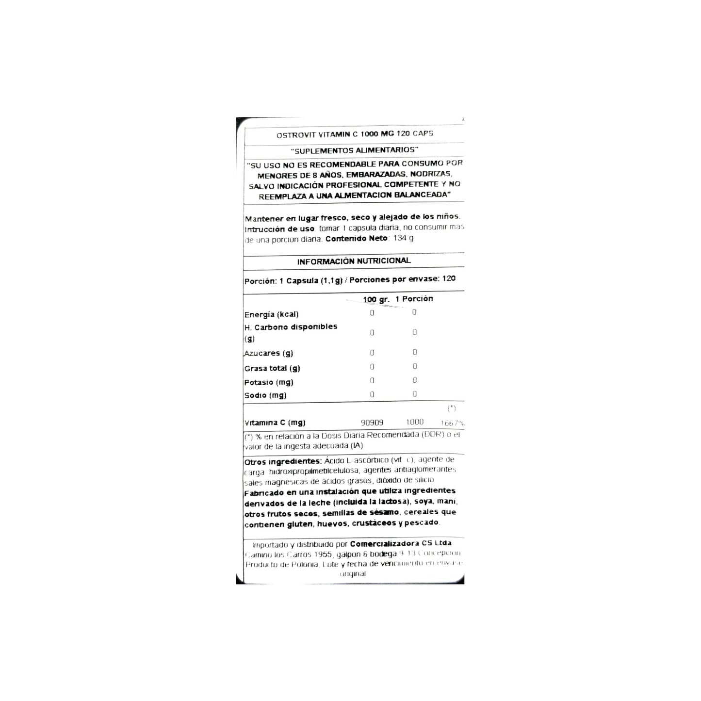 VITAMINA C 1000MG 120 CAPSULAS - OSTROVIT