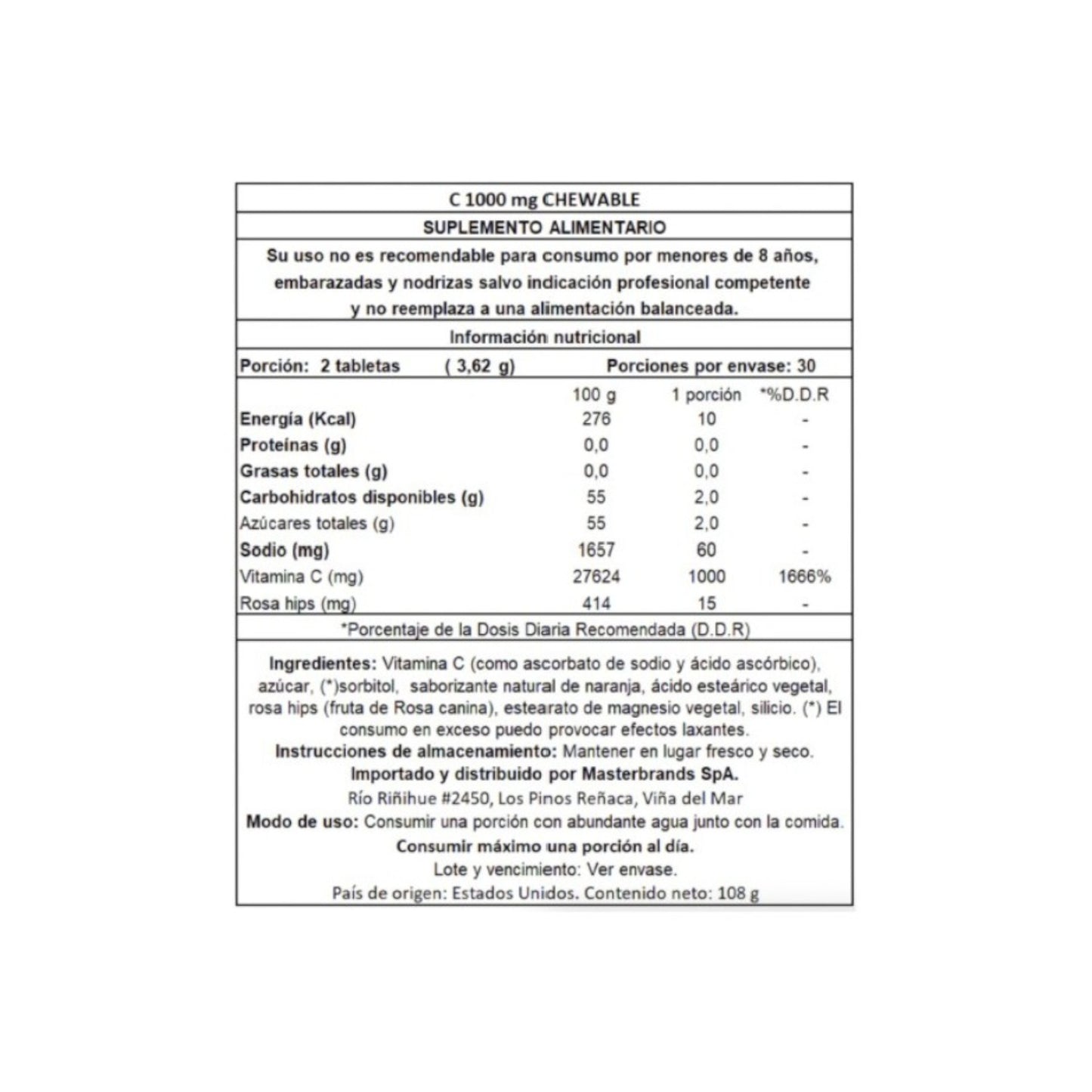 VITAMINA C 60 TABLETAS MASTICABLES + FRUTOS DE ROSA SILVESTRE 1000MG - NATURE'S TRUTH