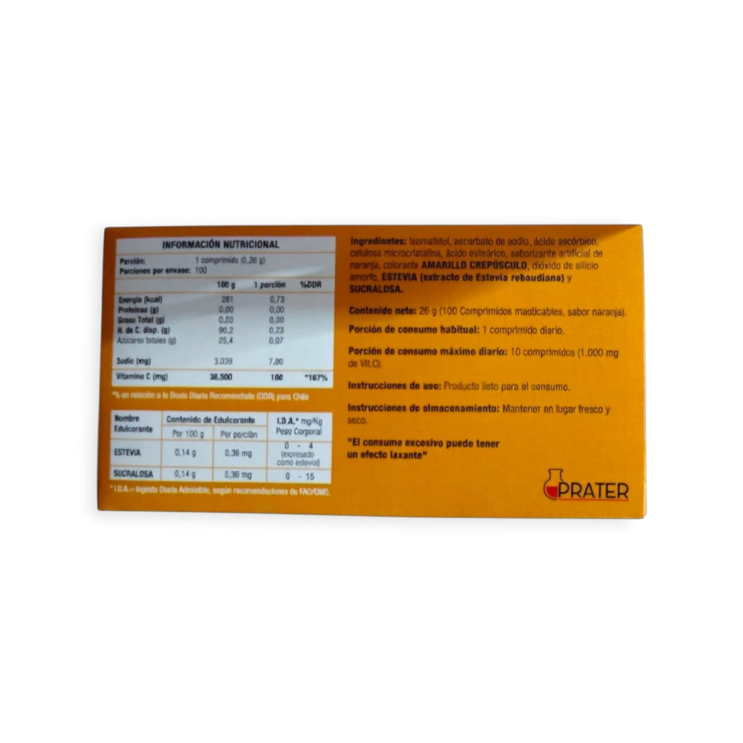 VITAMINA C 100MG 100 COMPRIMIDOS MASTICABLES - CREVET LIGHT