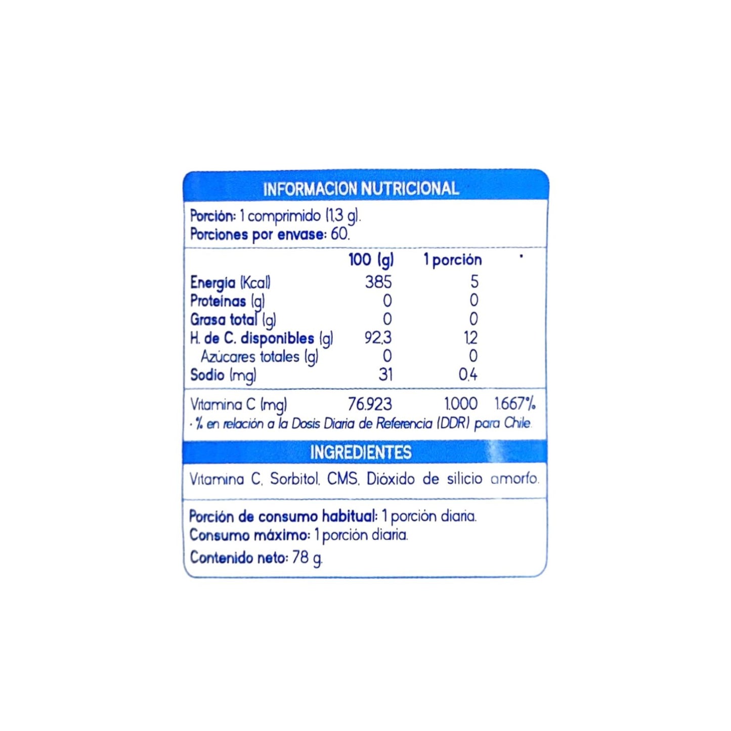 VITAMINA C 1000MG 60 COMPRIMIDOS - SUPLALIM