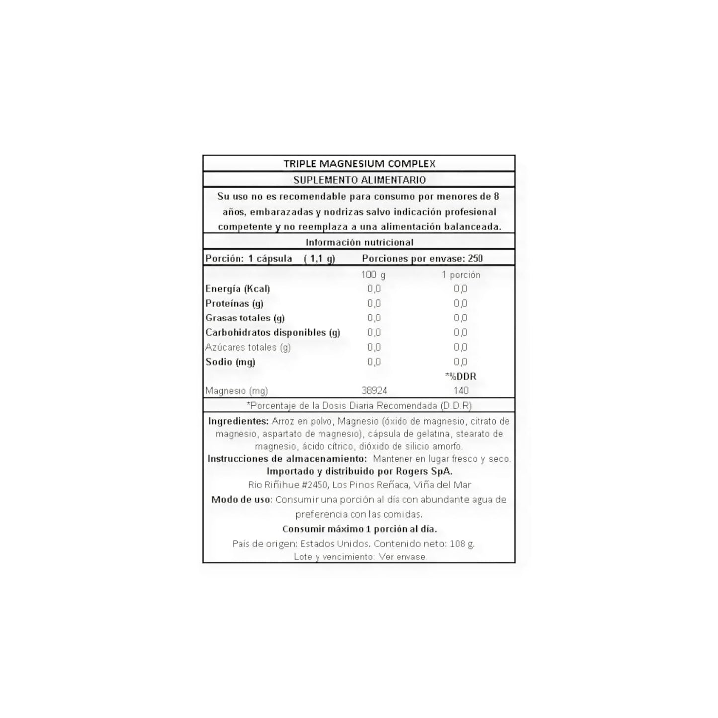 TRIPLE MAGNESIUM COMPLEX 400MG 100 CAPSULAS - NATURE'S TRUTH