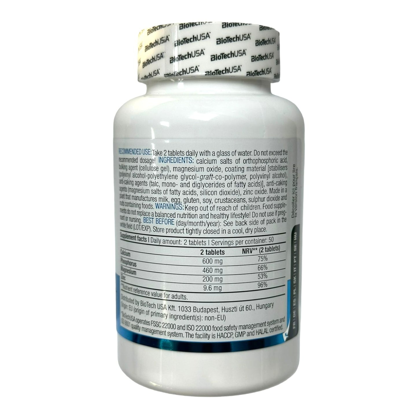 CALCIUM ZINC MAGNESIUM 100 TABLETAS - BIOTECHUSA