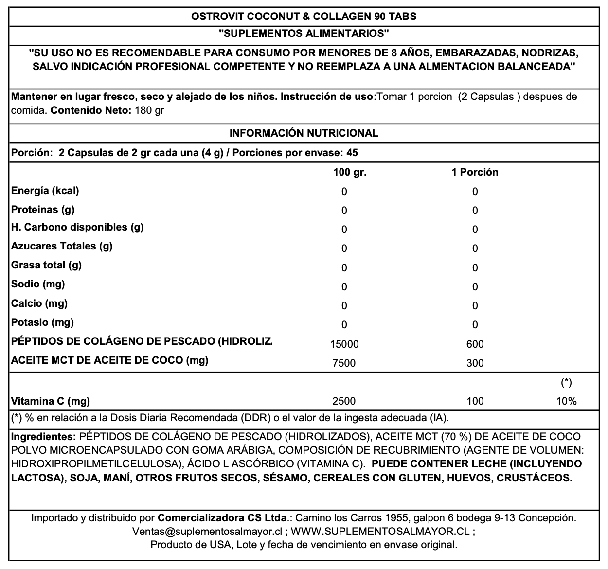 COCONUT & COLLAGEN 90 CAPSULAS - OSTROVIT