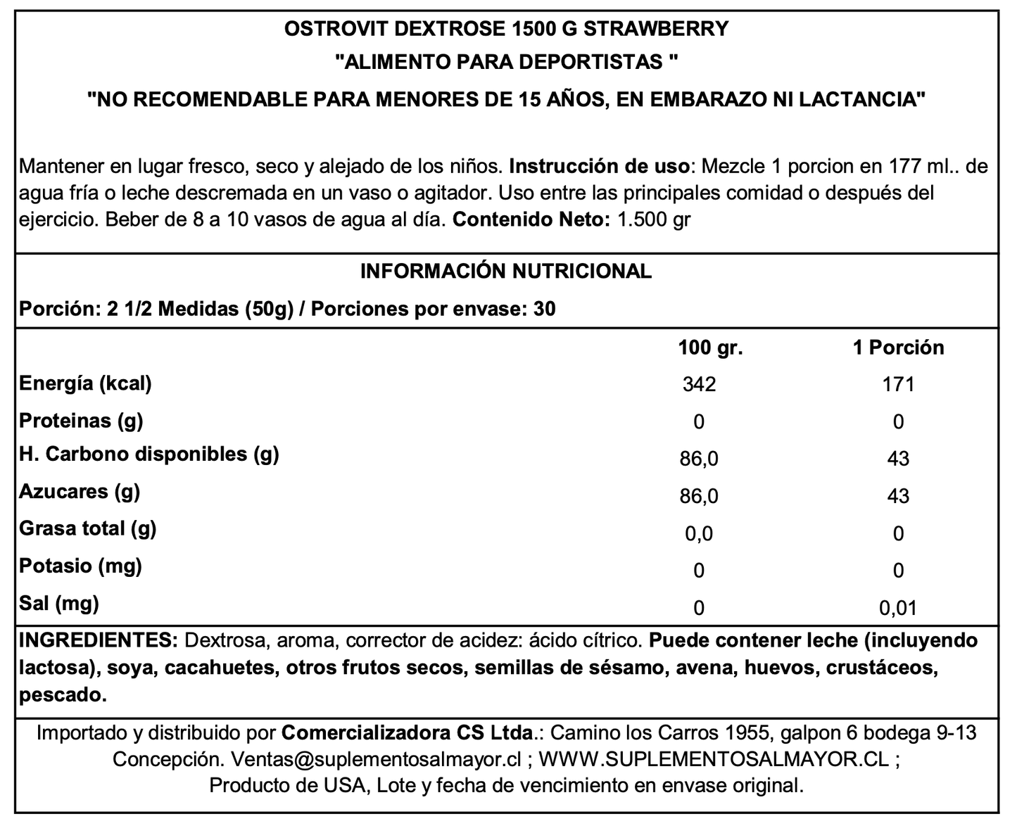 DEXTROSE 1500G - OSTROVIT