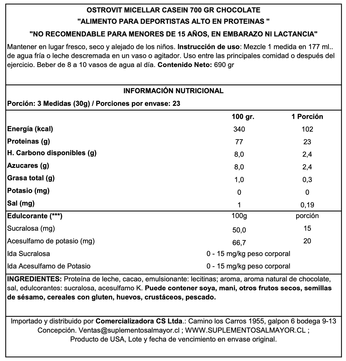 PROTEINA MICELLAR CASEIN 700G - OSTROVIT