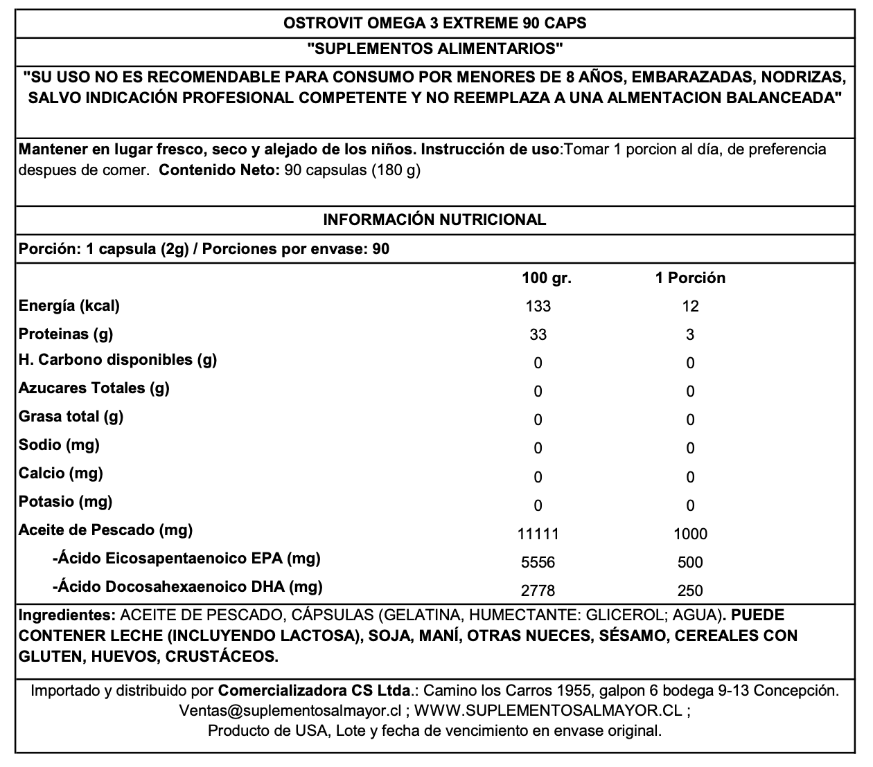 OMEGA 3 EXTREME 90 CAPSULAS - OSTROVIT