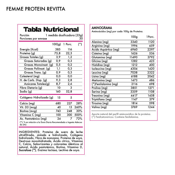 PROTEINA FEMME PROTEIN 2,2LB 30 SERVICIOS - REVITTA