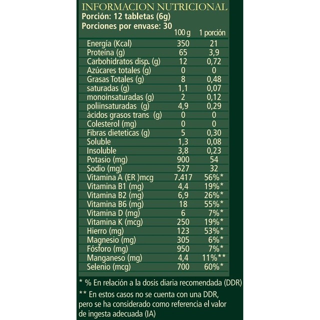 SPIRULINA SPORTS ORGANICA 360 TABLETAS 500MG - AQUASOLAR